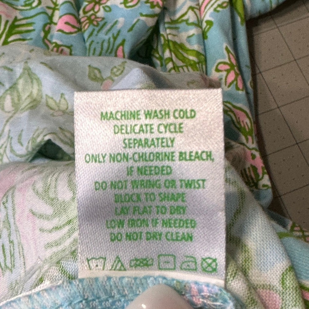 Lilly Pulitzer NWOT Mermaid Cove Maxi Dress SZXL Blue Green Cotton Linen blend - Picture 15 of 15